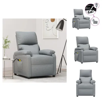 Image de vidaXL Fauteuil de massage électrique Gris clair Tissu - Fauteuil de massage