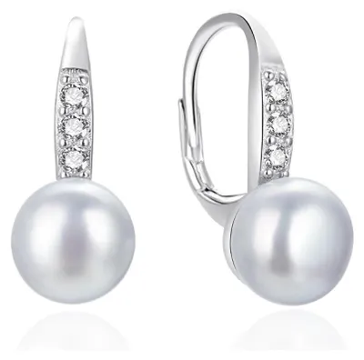 Image de Boucles d'oreilles en argent avec perles et zircons AGT-E093LW-P