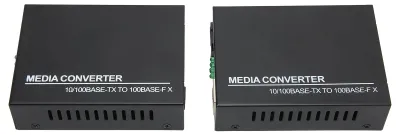 Obrázek produktu pro Mediální konvertory Optické ethernetové mediální konvertory Jednovidové 10/100Base-TX na 100Base-FX, optický transceiver s konektory RJ45 a SC