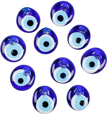 Blaue Glasperlen Böser Blick, 10 Stk., 2,5 cm, Glücksbringer, DIY