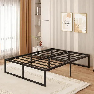 Produktbild von Metallbett 180x200 cm Doppelbettgestell mit Stahllattenstütze | 46 cm Hoch Großer Stauraum unter dem Bett, Einfache Montage, Geräuschlos, Schwarz