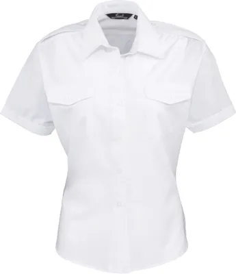 Produktbild von Premier Damen Pilot Bluse Kurzarm RW1096 (38 DE) (Weiß)