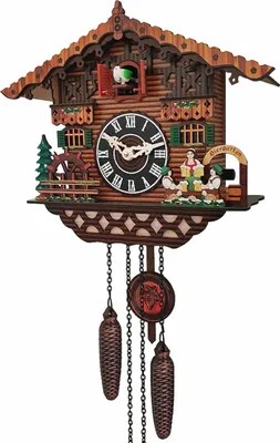 Produktbild von Kuckucksuhr, Vintage, große Wanduhr aus Holz, handgefertigt, Kuckucksuhr, traditionelle Chalet-Waldhausuhr, handgefertigte Wanduhr aus Holz, 24,1 x 10,2 x 45,7 cm, Braun