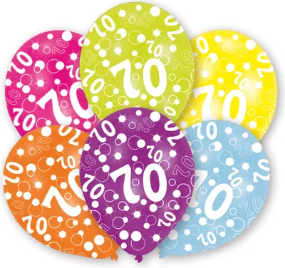Produktbild von 6 bunte Luftballons 70.Geburtstag 27,5cm