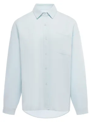 Produktbild von Damen Hemd blau Größe M mit langen Ärmeln, klassischem Kragen und Brusttasche