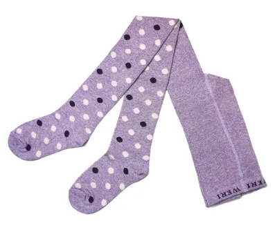 Produktbild von Kinderstrumpfhosen für Mädchen aus Baumwolle Bunte Punkte Violett Größe 122-128