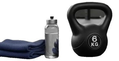 Produktbild von Kettlebell, 6 kg Gewicht, ergonomischer rutschfester Griff, schwarz