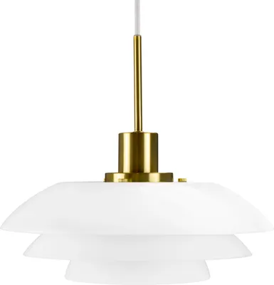 Immagine prodotto di Lampada a sospensione LED, lampada a sospensione, lampada a soffitto a sospensione, lampada a sospensione per tavolo da pranzo, lampada a sospensione per soggiorno, design scandinavo, DL31 opale/ottone