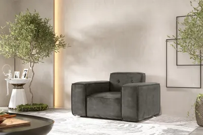 Produktbild von Sessel Designersessel CESINA in Stoff Gobi (Vintage Look) Anthrazit