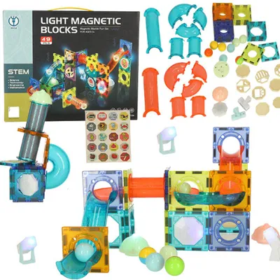 Obrázok produktu pre Svetelná magnetická mramorová guľôčková dráha 49 prvkov