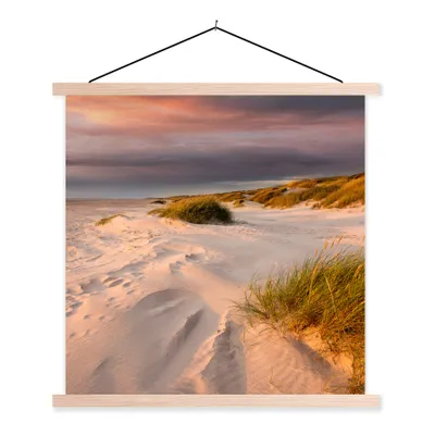 Produktbild von MuchoWow® Textilposter Strand - Sonne - Düne 120x120 cm mit holzfarbenen Rahmen - Textil-Poster