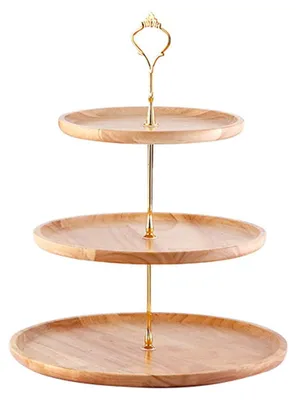 Imagen del producto de Soporte de madera de varios niveles para cupcakes, ideal para snacks y frutas