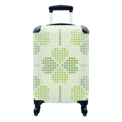 Produktbild von MuchoWow® Koffer Handgepäck Trolley Rollkoffer Kleine Reisekoffer mit 4 Rollen - Klee - Muster - Grün - Cabin Size < 55x40x23 cm & 55x40x20 cm - Fotokoffer - Kabinenkoffer - Boardgepäck - Reise-Box - Reisekoffer - Reisegepäck - Koffer mit Bild - Trolley für Kinder