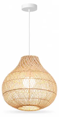 Zdjęcie produktu dla Lampa wisząca z rattanu, ręcznie tkany żyrandol, montaż półpośredni, średnica 35 cm, bez żarówki