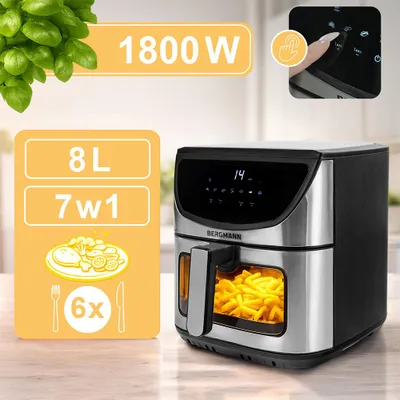 Immagine prodotto di Friggitrice senza olio Air Fryer BERGMANN YA 7 programmi 1 scomparto 8 l 1800 W