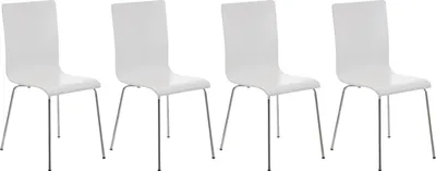 Produktbild von CLP 4er Set Besucherstuhl Pepe mit Holzsitz und Metallgestell weiß