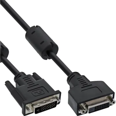Produktbild von InLine DVI-D Verlängerung, Dual Link 24+1 ST auf 24+1 BU, 2 Ferrite, 3m, 3 m, DVI-D, DVI-D, Schwarz, Stecker/Buchse, 226 g