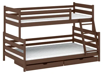 Produktbild von Etagenbett 90-120x200 inkl. Lattenroste und Schubladen Leo Dunkelbraun
