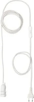 A white lamp suspension cord with a plug and a socket.