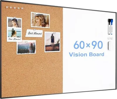 Produktbild von Kombinationsboard Magnetisch Whiteboard und Korkpinwand 90x60 cm - schwarzes Rahmen