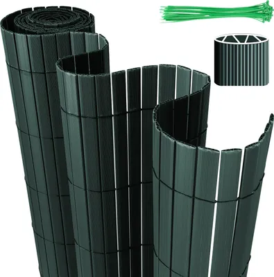 Produktbild von TolleTour PVC Sichtschutzmatte, Sichtschutzzaun mit Kabelbindern, Wetterfest Sichtschutz Garten Balkon Terrasse Sichtschutzzaun, Interne W-Struktur Verstärkte Lamellen, Grün 0,8 x 4m