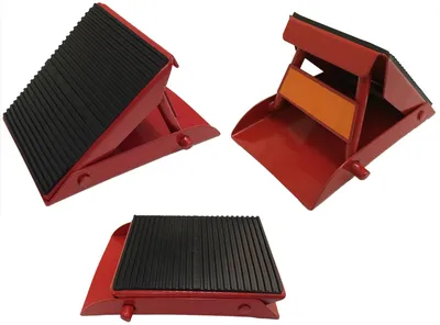Produktbild von 2x Mini Unterlegkeil klappbar 1000Kg Rot Stahl für Wohnmobil Radkeil einklappbar