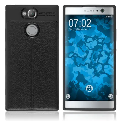 Produktbild von PhoneNatic Case kompatibel mit Sony Xperia XA2 - schwarz Silikon Hülle Lederoptik Cover