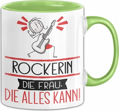 Produktbild von Rockerin Geschenk Tasse Becher Die Frau Die Allen Kann Geschenkidee für eine Rockerin Lustig (Grün)