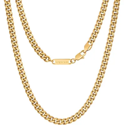 Immagine prodotto di Collana a catena "Panzerkette" da uomo, placcata in oro 18 carati, stile cubano/Miami, maglie da 5 mm, lunghezza 46 cm, senza nichel