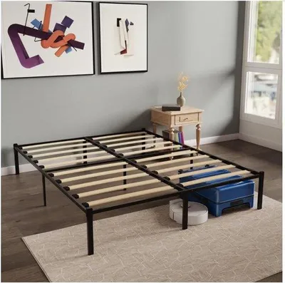 Produktbild von Famanu Bett 120 x 200 cm, Metall mit Lattenrost, schwarzes Bettgestell