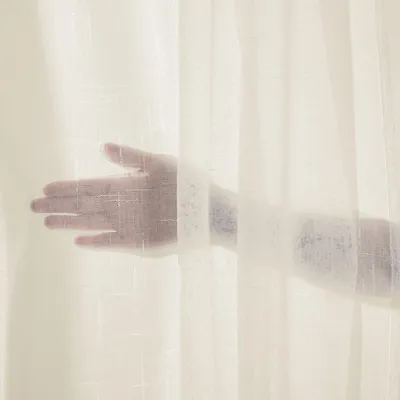 Produktbild von Transparente Voile Gardinen mit Kräuselband, 215x140cm, beige, 2er Set