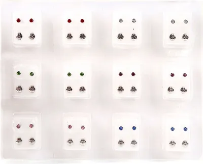 Produktbild von 12 Paar Metall-Ohrstecker für Piercing-Maschine, Ohrpiercing-Werkzeug-Set-Mehrfarbig