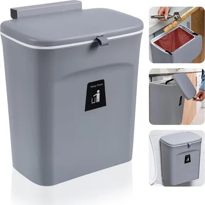 Image de Poubelle cuisine - bac à compost - 9 litres - Gris