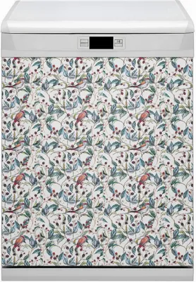 Produktbild von Magnet Folie für Geschirrspüler Magnete  Geschirrspüle Magnet für Spülmaschine 60x70 cm Dekor - Vögel in Himbeeren