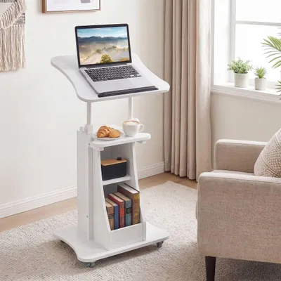 Produktbild von Mobiler Stehschreibtisch mit Rollen, neigbarer Tischplatte, 72-112 cm