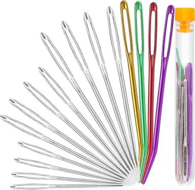 Imagen del producto de Agujas de acero inoxidable para coser a mano y tejer, con ojales grandes