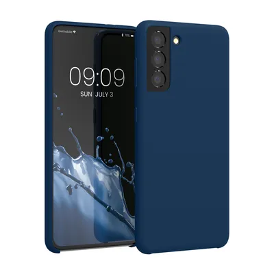Produktbild von kwmobile Hülle kompatibel mit Samsung Galaxy S21 Hülle - Silikon Handy Case - Handyhülle weiche Oberfläche - kabelloses Laden - Marineblau