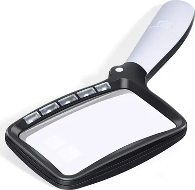 Productafbeelding van Inklapbare leesloep met 5 LED's en vergrootglas - 2 dimstanden - Geschikt voor senioren, lezen, inspectie, hobby's, handwerk - Voor horlogemakers, munten, postzegels, antiek, sieraden - Kaome juweliersloep
