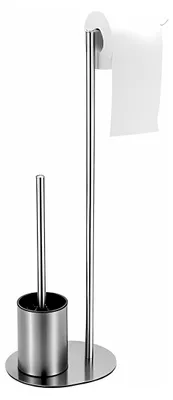 Produktbild von Toilettenpapierhalter-Set, Edelstahl, freistehend, mit Toilettenbürste