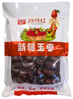 Zdjęcie produktu dla Suszone jujuby – 500 g – duże czerwone daktyle – zdrowe przekąski – jujuby z Xinjiangu