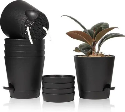 Produktbild von Kunststoff-Blumentopf-Set 6x Ø5,5cm mit Bewässerung für Innen und Aussen