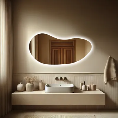 Obrázek produktu pro Neregulární koupelnové zrcadlo LED - 80x40 - SANA Vodorovně, s podsvícením