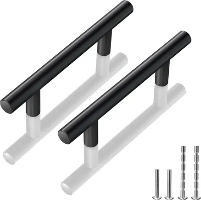 Obrázek produktu pro Nerezové úchytky pro kuchyňské skříňky - 20 kusů - matná černá - moderní design