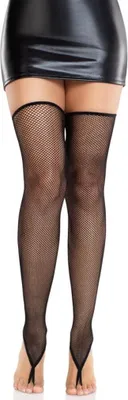 Image de Leg Avenue - Chaussettes de dentelle hautes en vrac avec anneau d'orteil, Noir