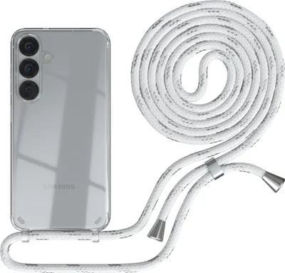 Produktbild von EAZY CASE Handykette mit Hülle für Samsung Galaxy S25 Backcover Handykette, zum Umhängen in Weiß