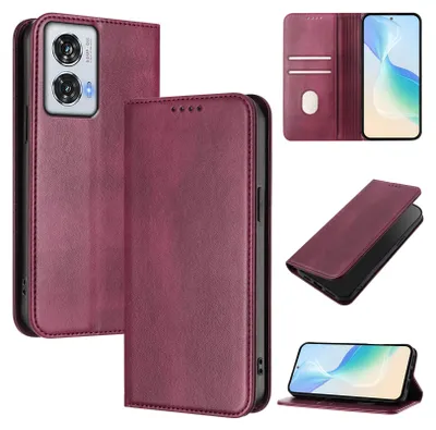 Immagine prodotto di Custodia per Motorola Edge 50 Fusion, custodia in pelle vintage con protezione RFID, slot per schede, supporto Rosso