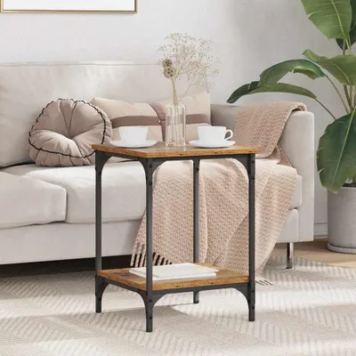 Produktbild von "Schlussverkauf" Nachttisch 1 PC - Elegante Oberfläche - Couchtisch Altholz 40x40x55 cm Holzwerkstoff  C9203