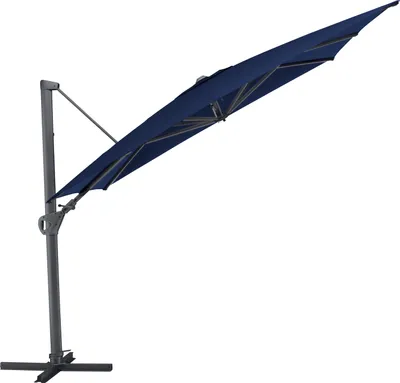 Produktbild von Kettler Easy Swing Ampelschirm 300x300 cm, UPF50+, inkl. Abdeckhaube+ Schirmständer, anthrazit matt/blau, Aluminium/Polyester mit Polyurethan-Beschichtung