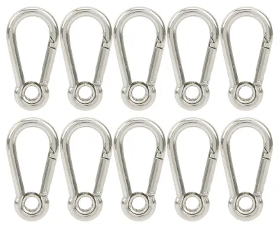 Produktbild von 10 Stück Karabinerhaken Federkarabiner Clip Schnalle Edelstahl für Camping Klettern Einhaken M5