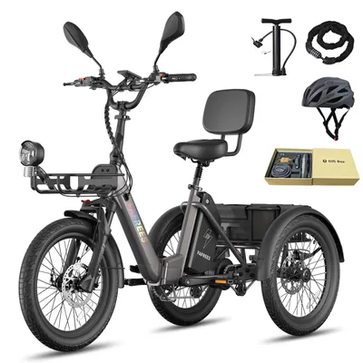 Produktbild von Elektro Dreirad mit 180 kg Nutzlast, 48 V 21 Ah Lithium Akku, 85 km Reichweite, für Fahrergröße 160-200 cm,  Schwarz